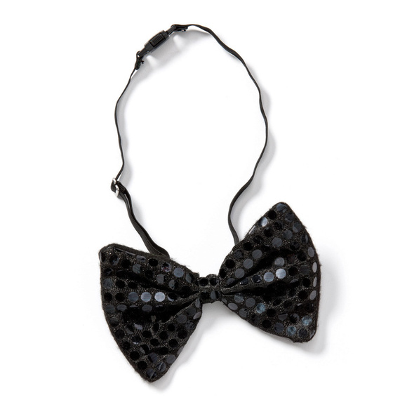 Dress Me Up Adjustable Black Sequin Bow Tie NEW - Picture 1 of 1